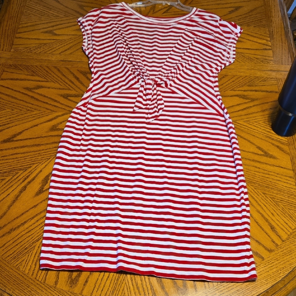 Liz Claiborne Red and White Striped Top